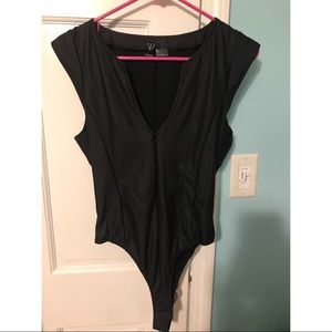 Faux-Leather Bodysuit
